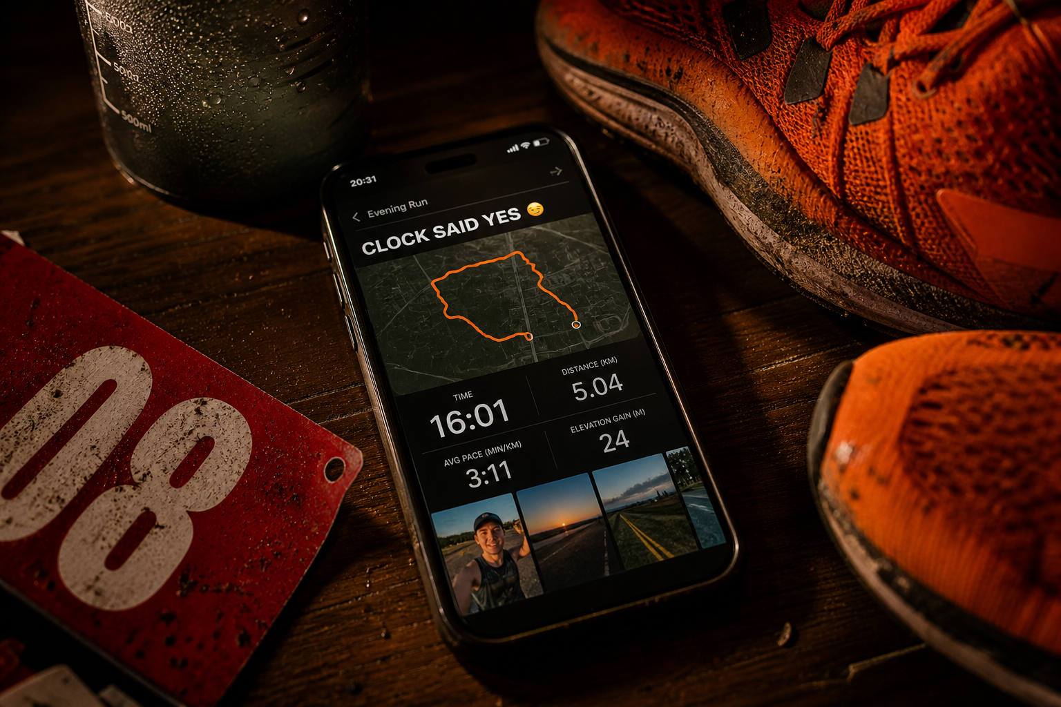 Phone after a run showing 16:01